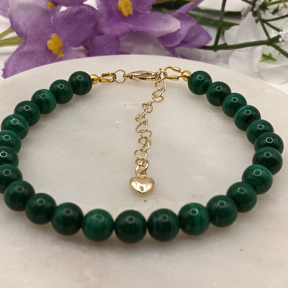 Minimalist Bracelet with Rare Natural Malachite - Picture 6 of 13